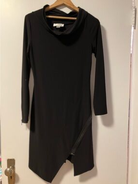 Joseph Ribkoff Black Long Sleeve Dress with Zipper Detail